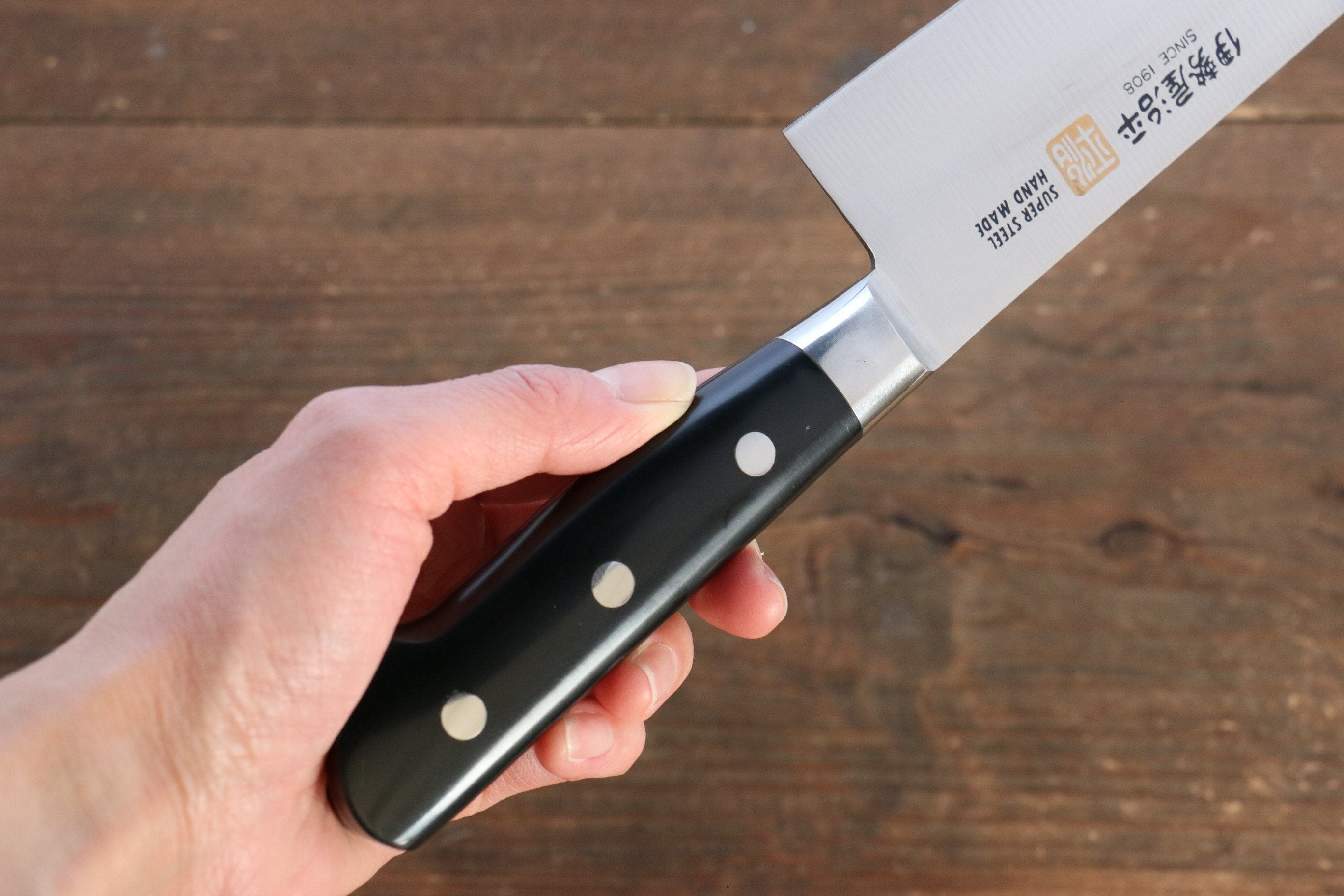 Iseya Molybdenum Steel Petty Knife 150mm & Gyuto Knife 210mmwith Black Micarta handle Set (Ferrel : Stainless Steel) - Japanny - Best Japanese Knife