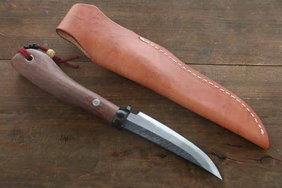 Tsukasa Hinoura White Steel Kurouchi Hunter Knife 105mm with Rose wood Handle - Japanny - Best Japanese Knife