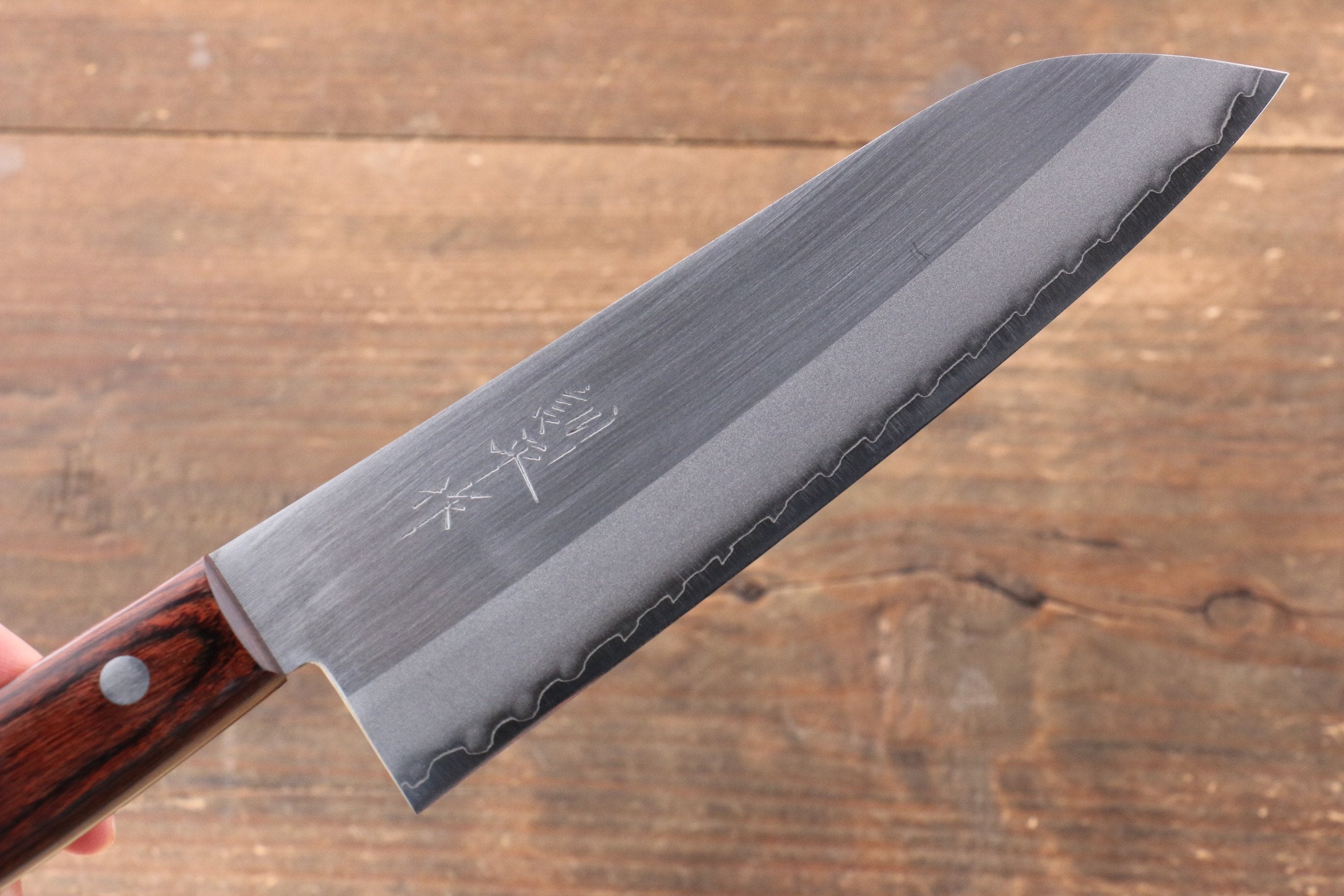 Kunihira VG1 Migaki Finished Santoku 170mm Mahogany Handle - Japanny - Best Japanese Knife