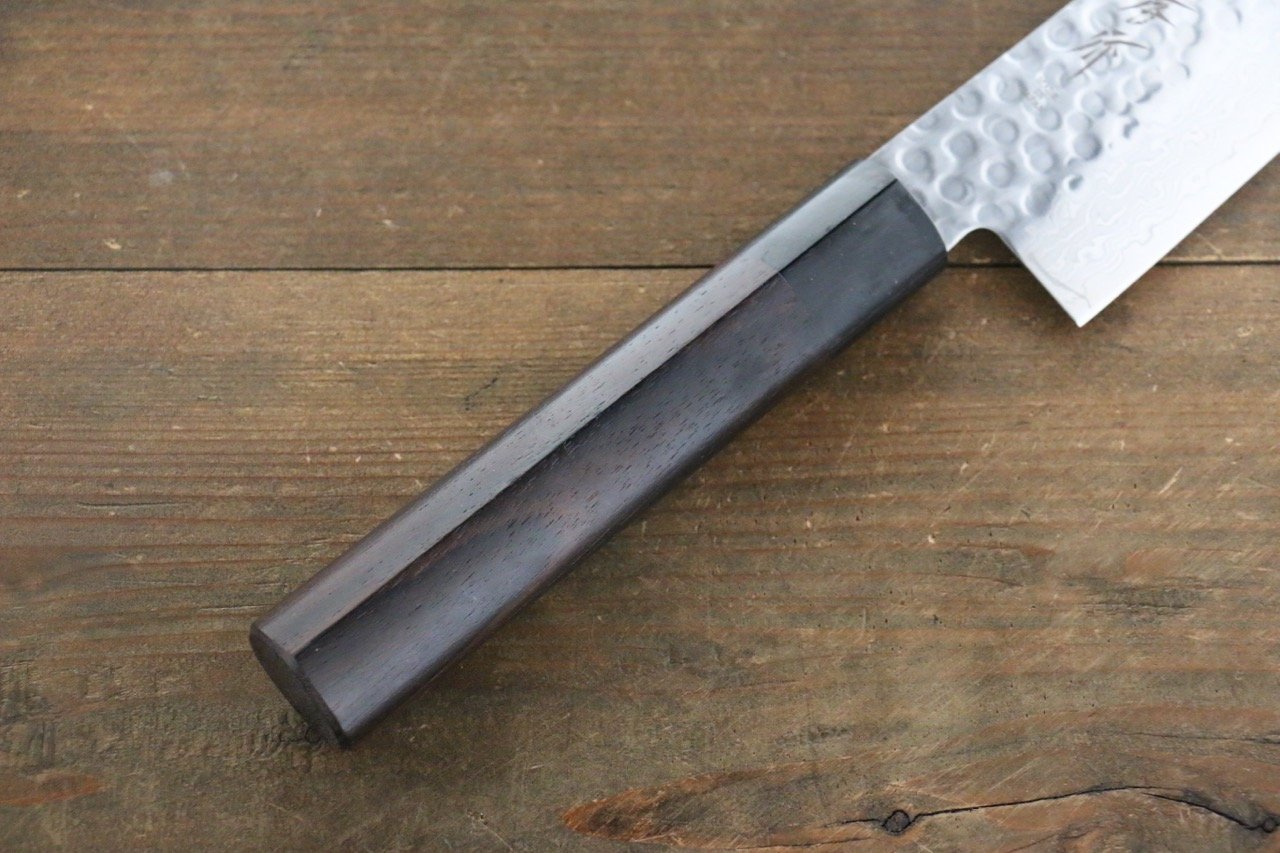 Sakai Takayuki AUS10 45 Layer Damascus Santoku 180mm Shitan Handle - Japanny - Best Japanese Knife