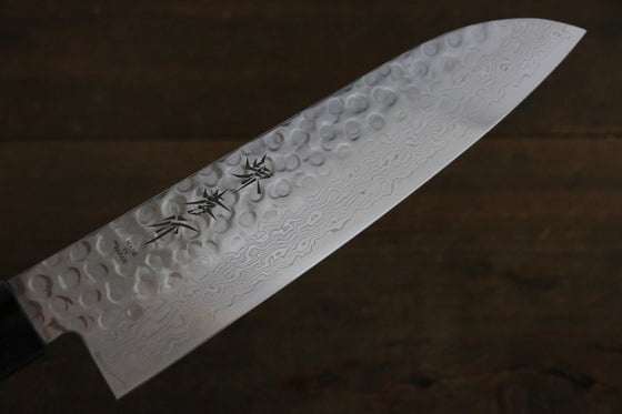 Sakai Takayuki AUS10 45 Layer Damascus Santoku 180mm Shitan Handle - Japanny - Best Japanese Knife