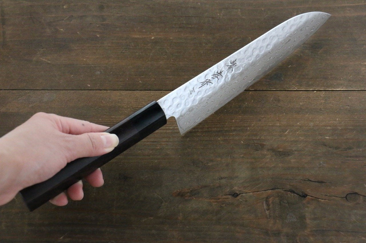 Sakai Takayuki AUS10 45 Layer Damascus Santoku 180mm Shitan Handle - Japanny - Best Japanese Knife