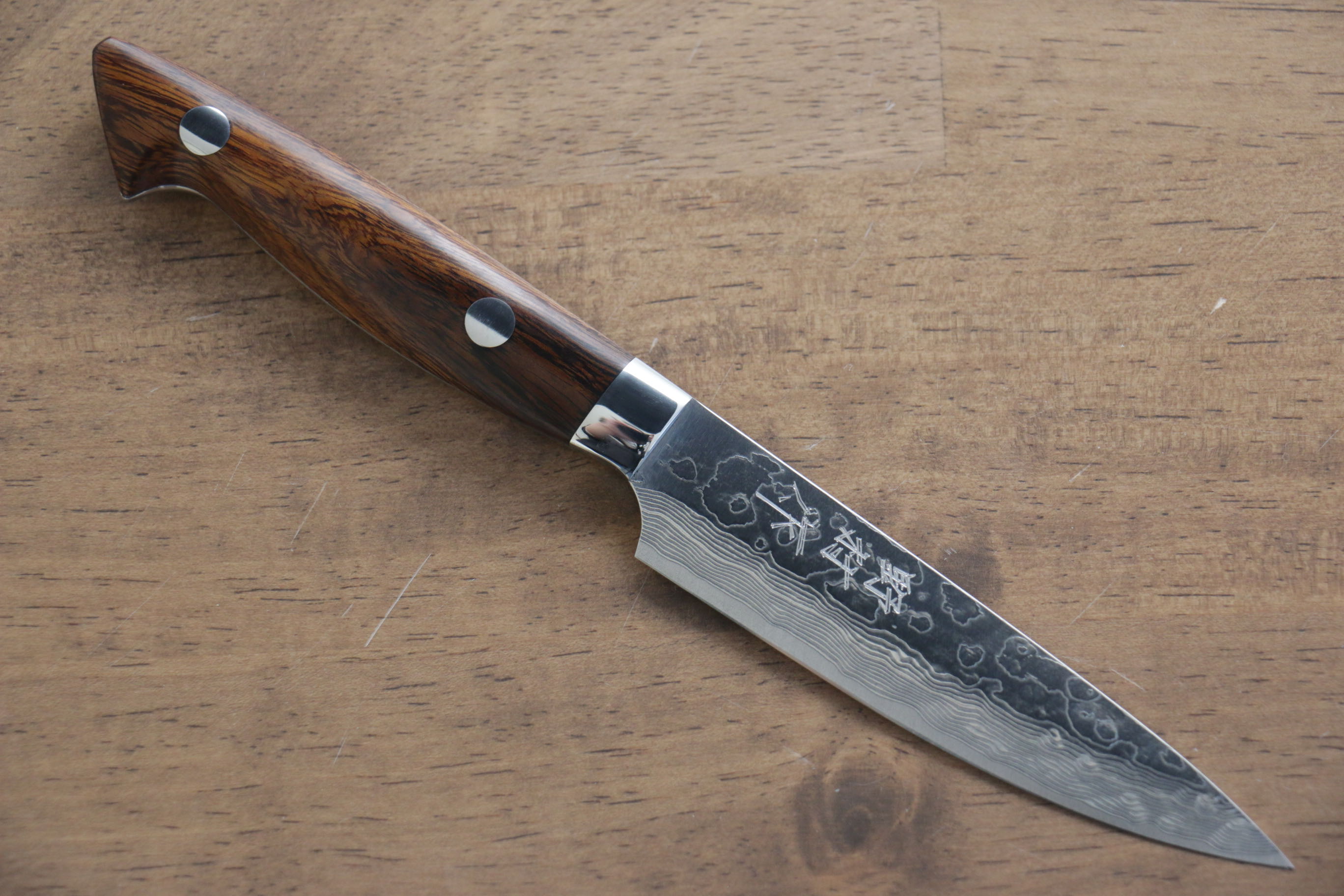 Kazuo Nomura VG10 Damascus Petty-Utility 100mm Ironwood Handle - Japanny - Best Japanese Knife