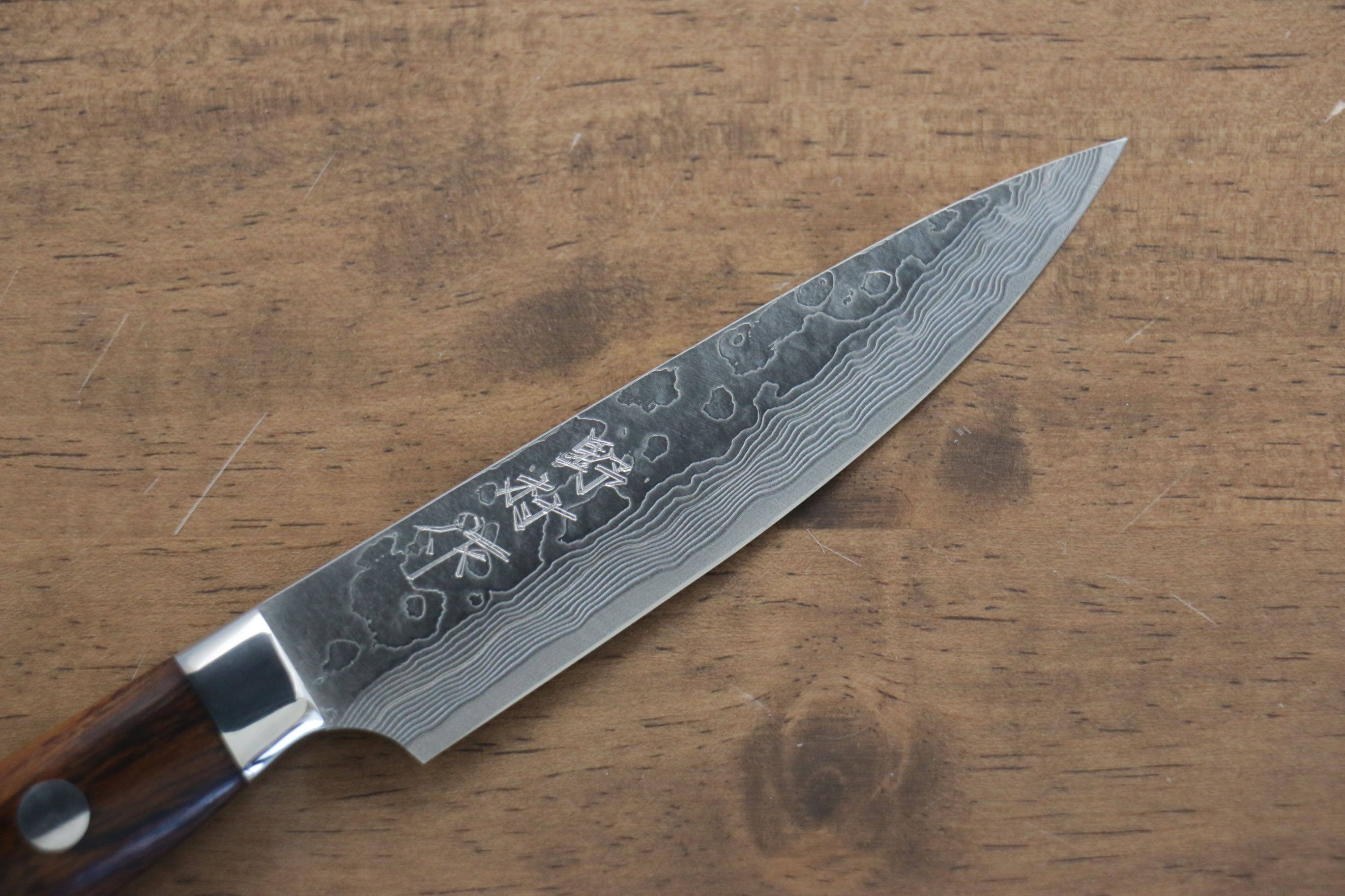 Kazuo Nomura VG10 Damascus Petty-Utility 100mm Ironwood Handle - Japanny - Best Japanese Knife