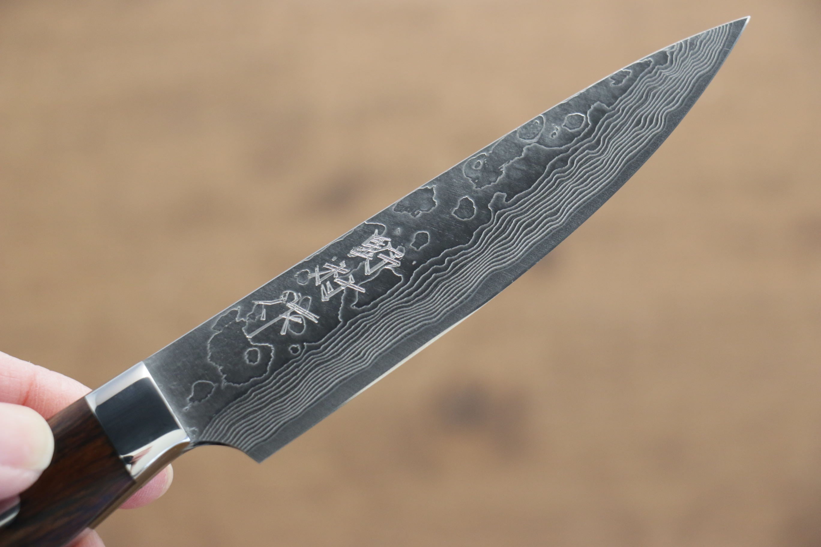 Kazuo Nomura VG10 Damascus Petty-Utility 100mm Ironwood Handle - Japanny - Best Japanese Knife