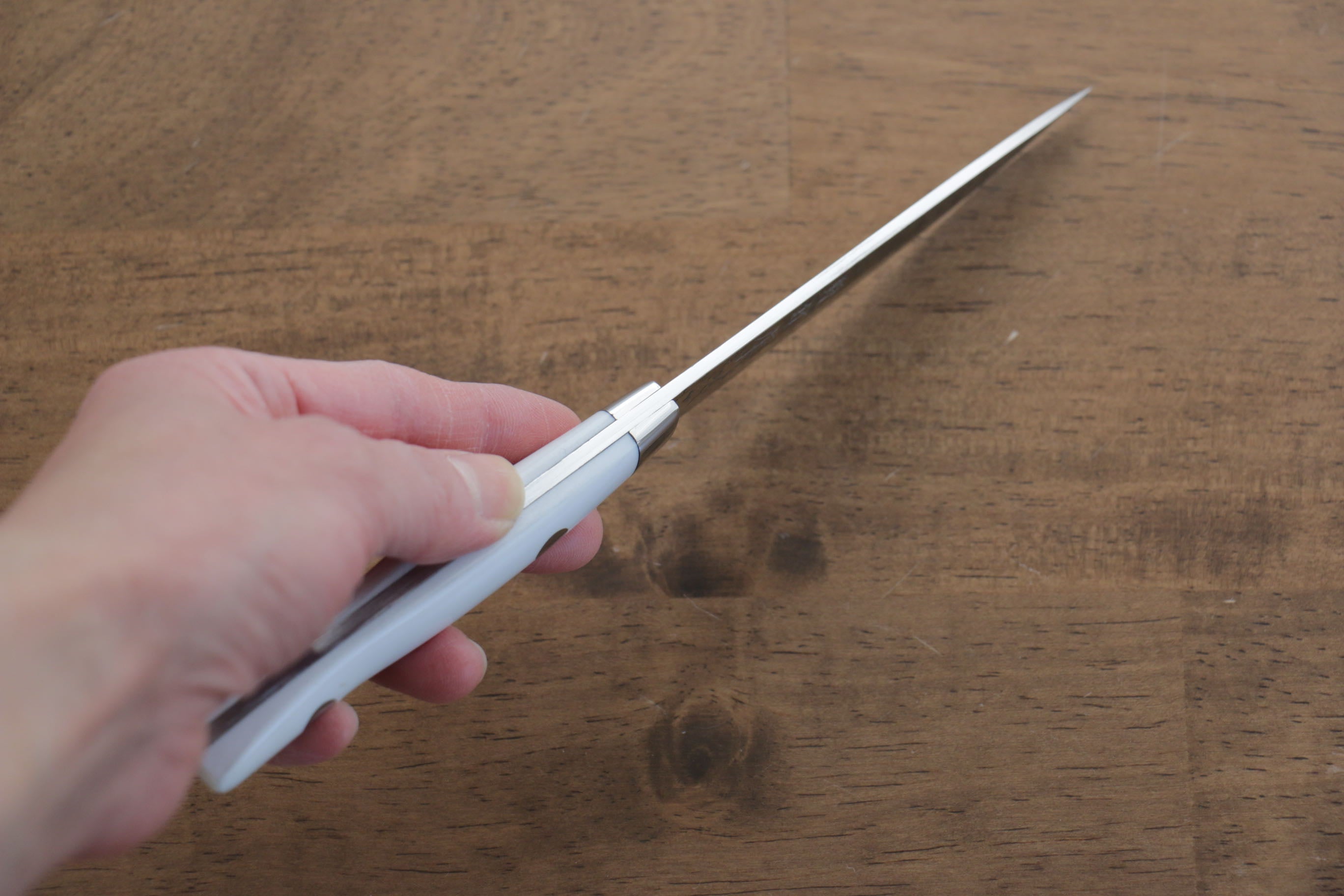 Kazuo Nomura VG10 Damascus Petty-Utility 100mm White Stone Handle - Japanny - Best Japanese Knife