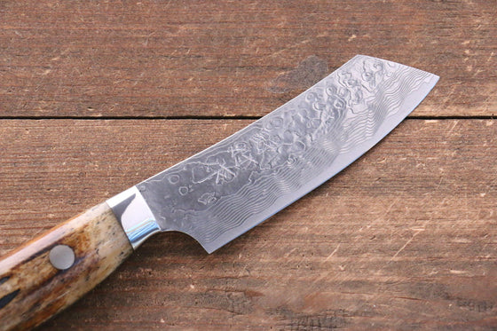 Kazuo Nomura VG10 Damascus Kiritsuke 90mm Brown Cow Bone Handle - Japanny - Best Japanese Knife