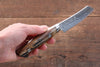 Kazuo Nomura VG10 Damascus Kiritsuke 90mm Brown Cow Bone Handle - Japanny - Best Japanese Knife