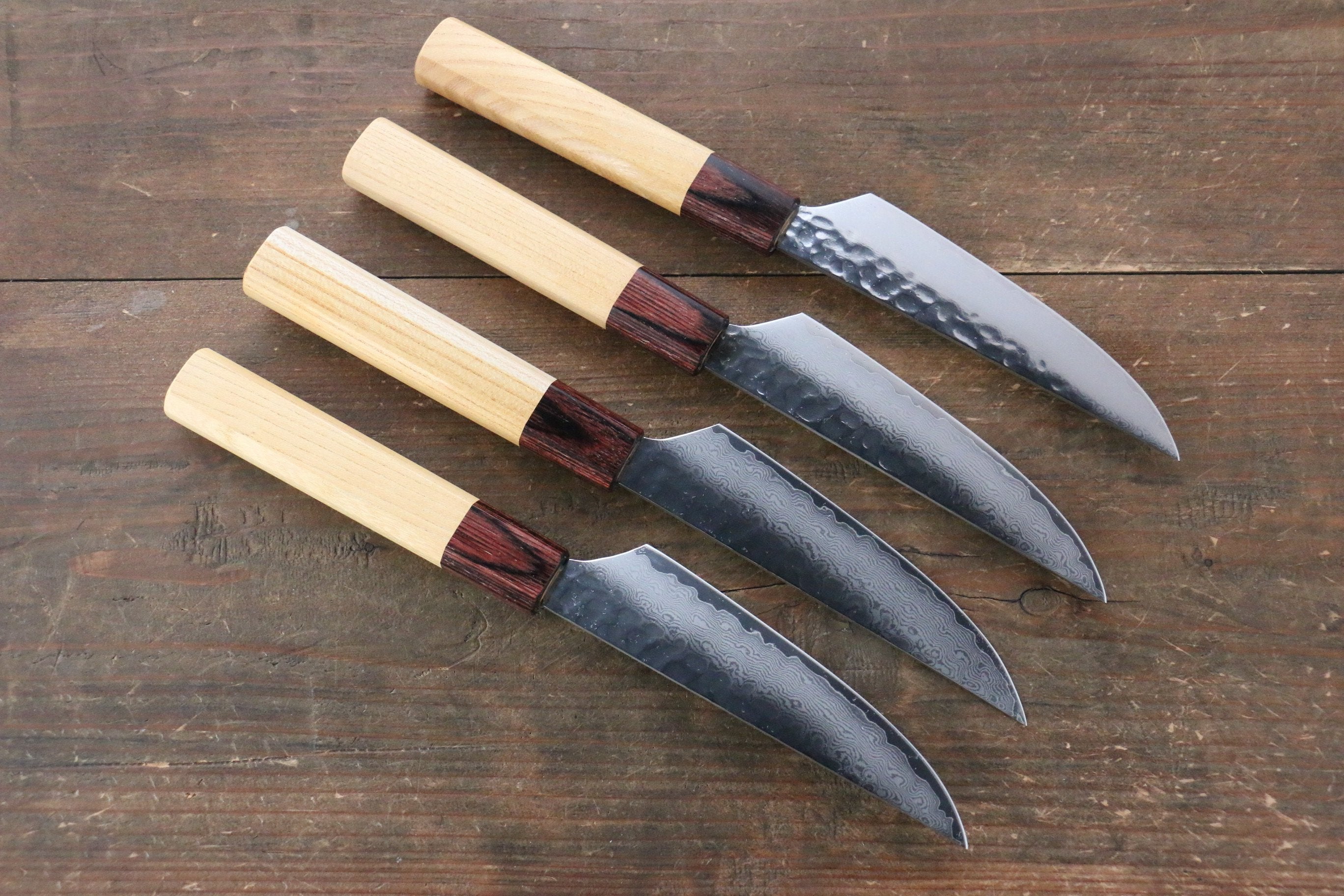 Sakai Takayuki VG10 33 Layer Damascus Steak 120mm with Keyaki Handle(Japanese Elm) Set of 4 - Japanny - Best Japanese Knife