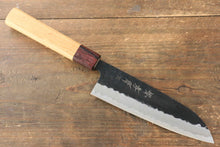  Sakai Takayuki Blue Super Hammered Black Finished Santoku 165mm Keyaki (Japanese Elm) Handle - Japanny - Best Japanese Knife