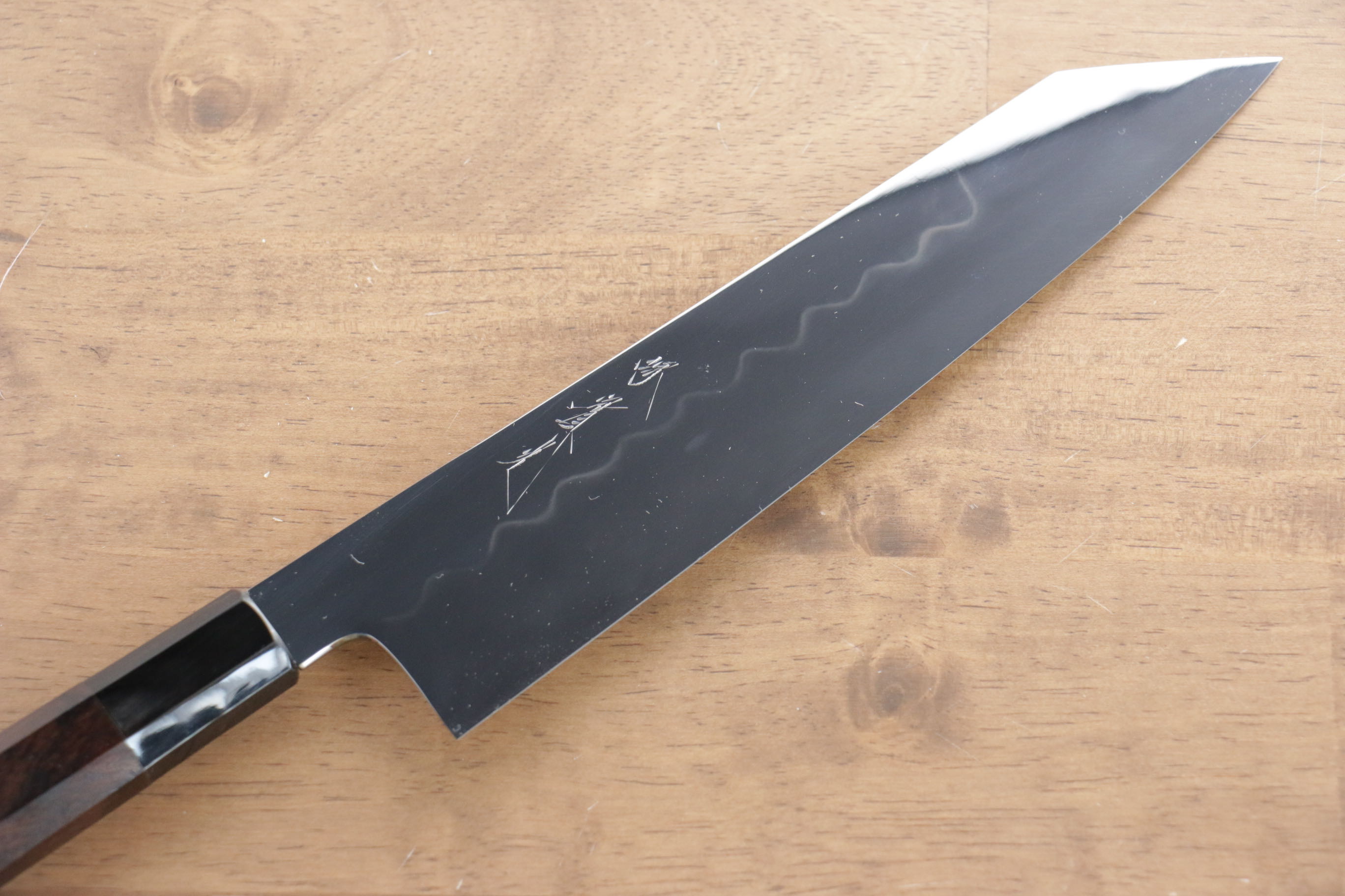 Jikko Honyaki White Steel No.3 Mirrored Finish Kiritsuke Gyuto  210mm Ebony Wood Handle - Japanny - Best Japanese Knife