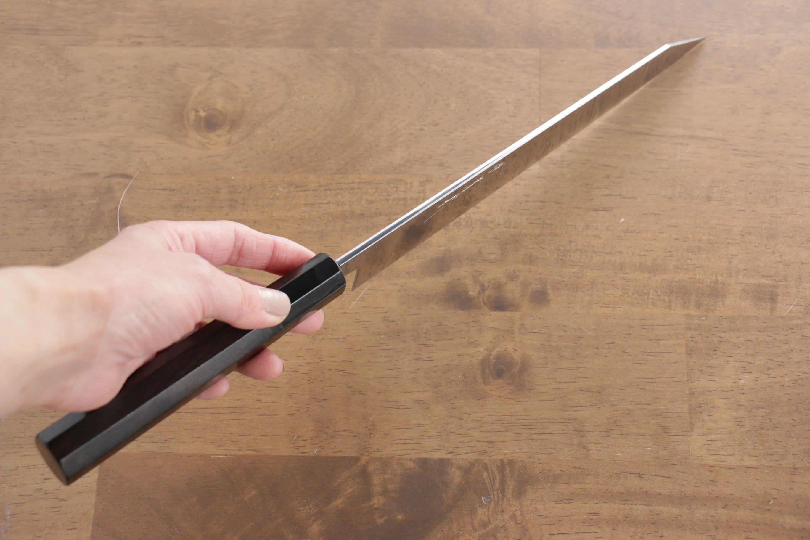 Jikko Honyaki White Steel No.3 Mirrored Finish Kiritsuke Gyuto  210mm Ebony Wood Handle - Japanny - Best Japanese Knife