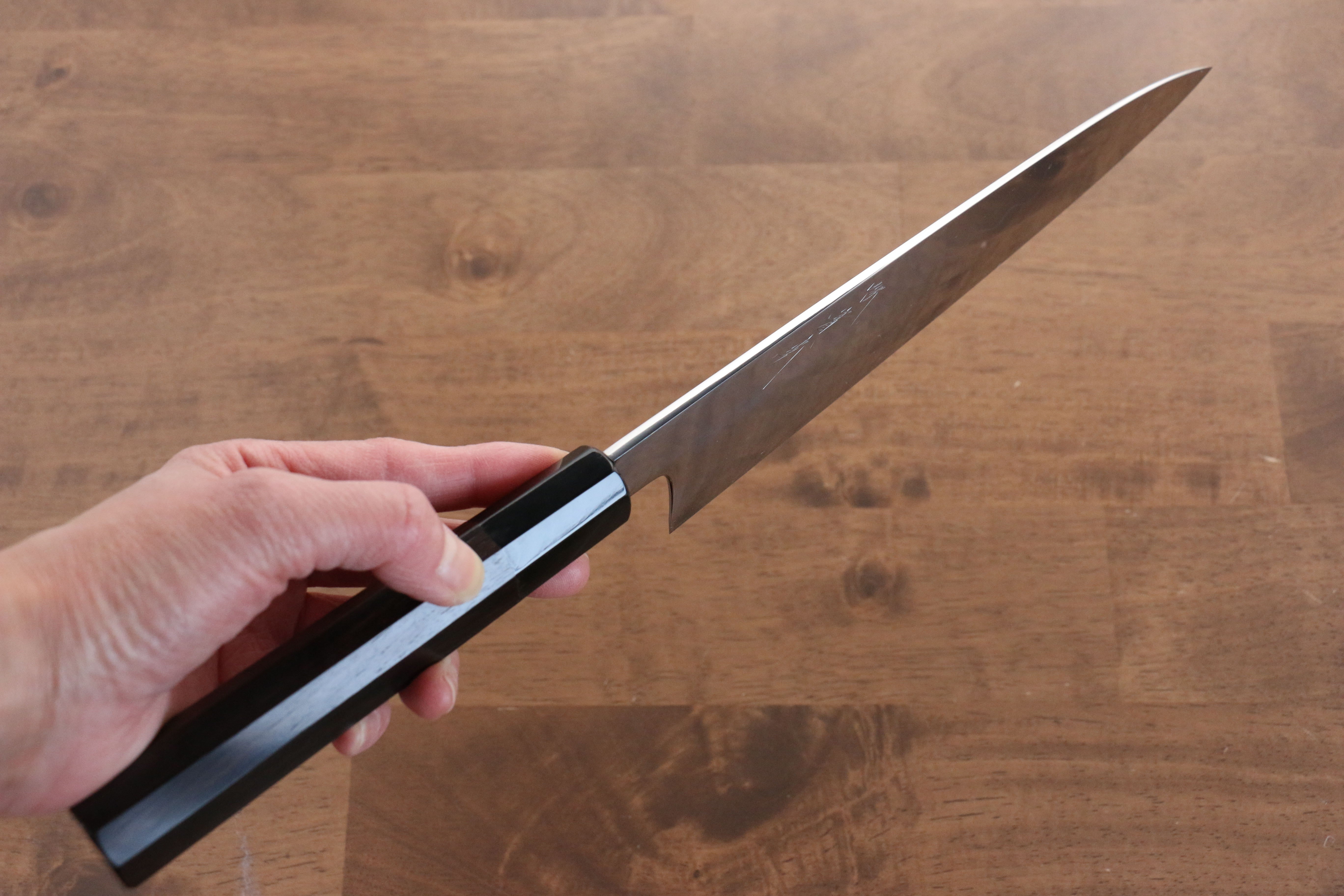 Jikko Honyaki White Steel No.3 Mirrored Finish Gyuto  210mm Ebony Wood Handle - Japanny - Best Japanese Knife