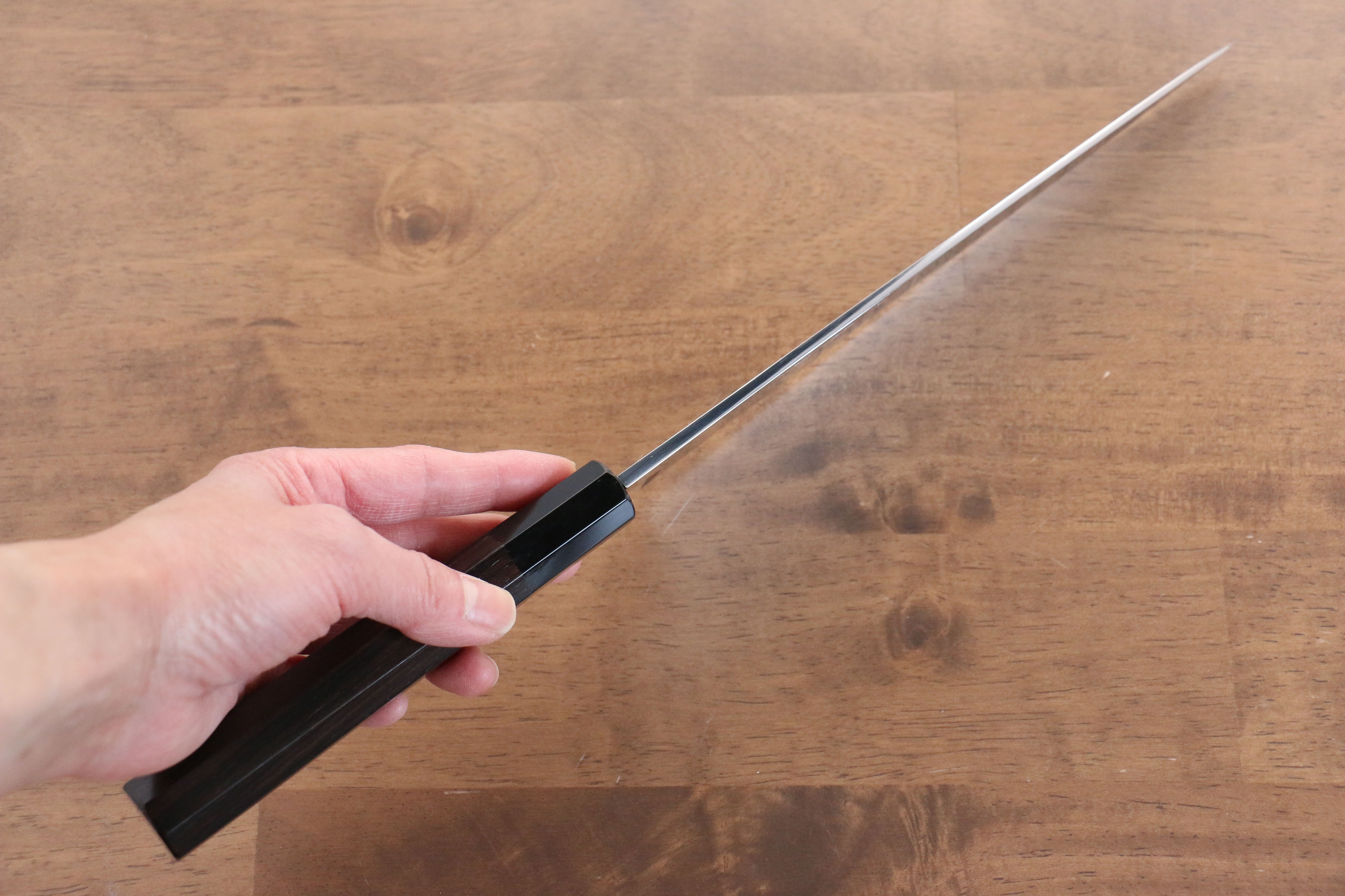 Jikko Honyaki White Steel No.3 Mirrored Finish Gyuto  210mm Ebony Wood Handle - Japanny - Best Japanese Knife