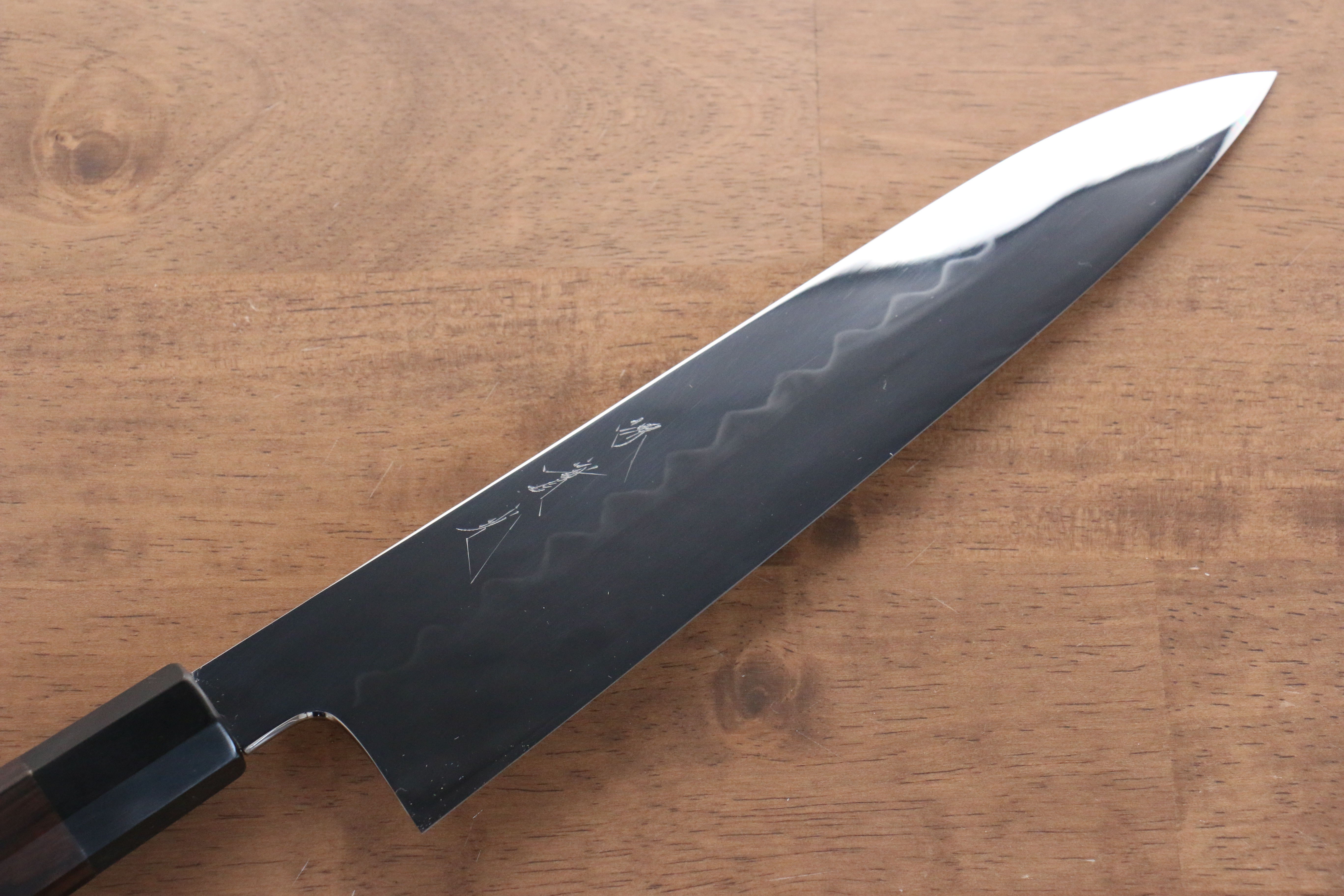 Jikko Honyaki White Steel No.3 Mirrored Finish Gyuto  240mm Ebony Wood Handle - Japanny - Best Japanese Knife