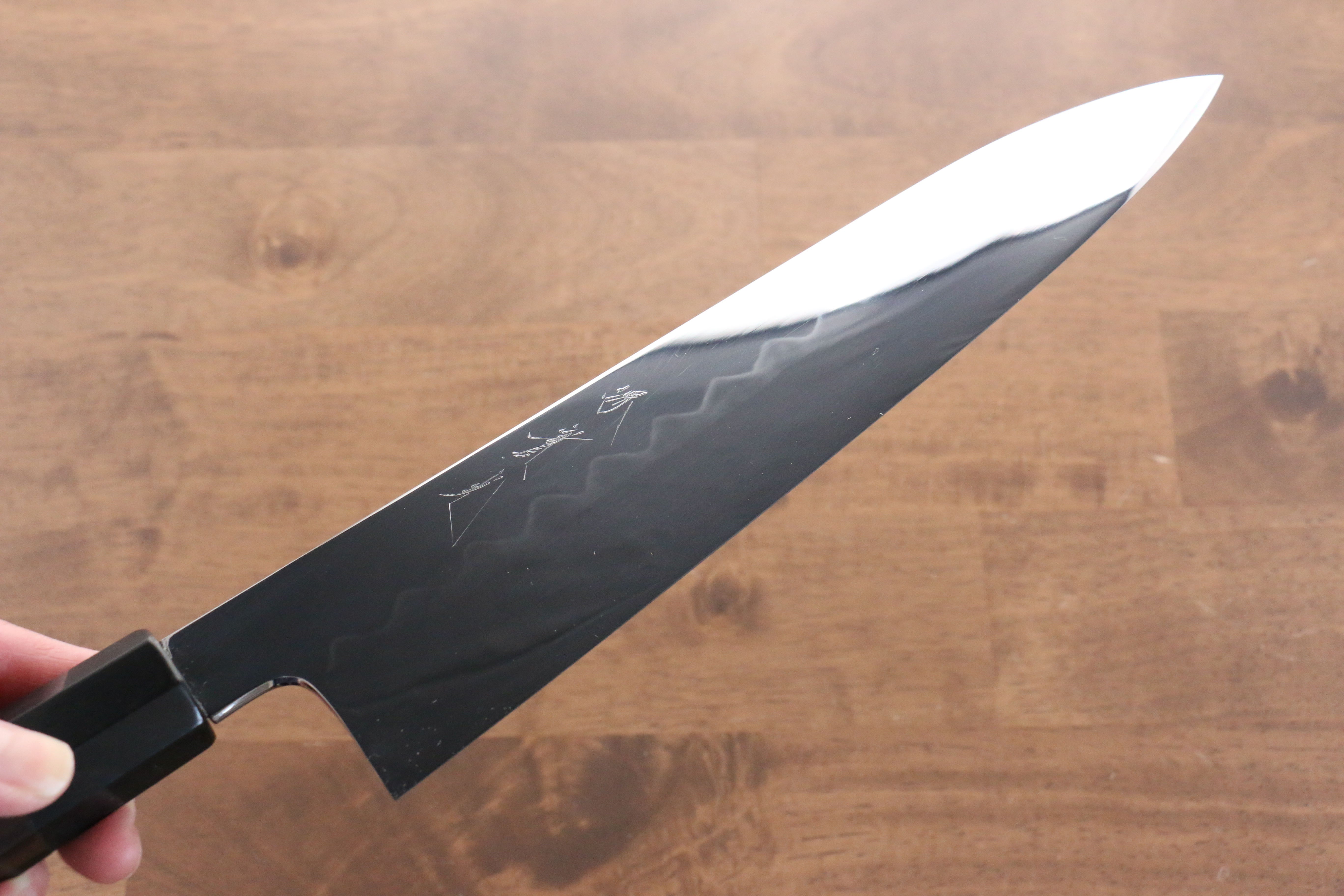 Jikko Honyaki White Steel No.3 Mirrored Finish Gyuto  240mm Ebony Wood Handle - Japanny - Best Japanese Knife