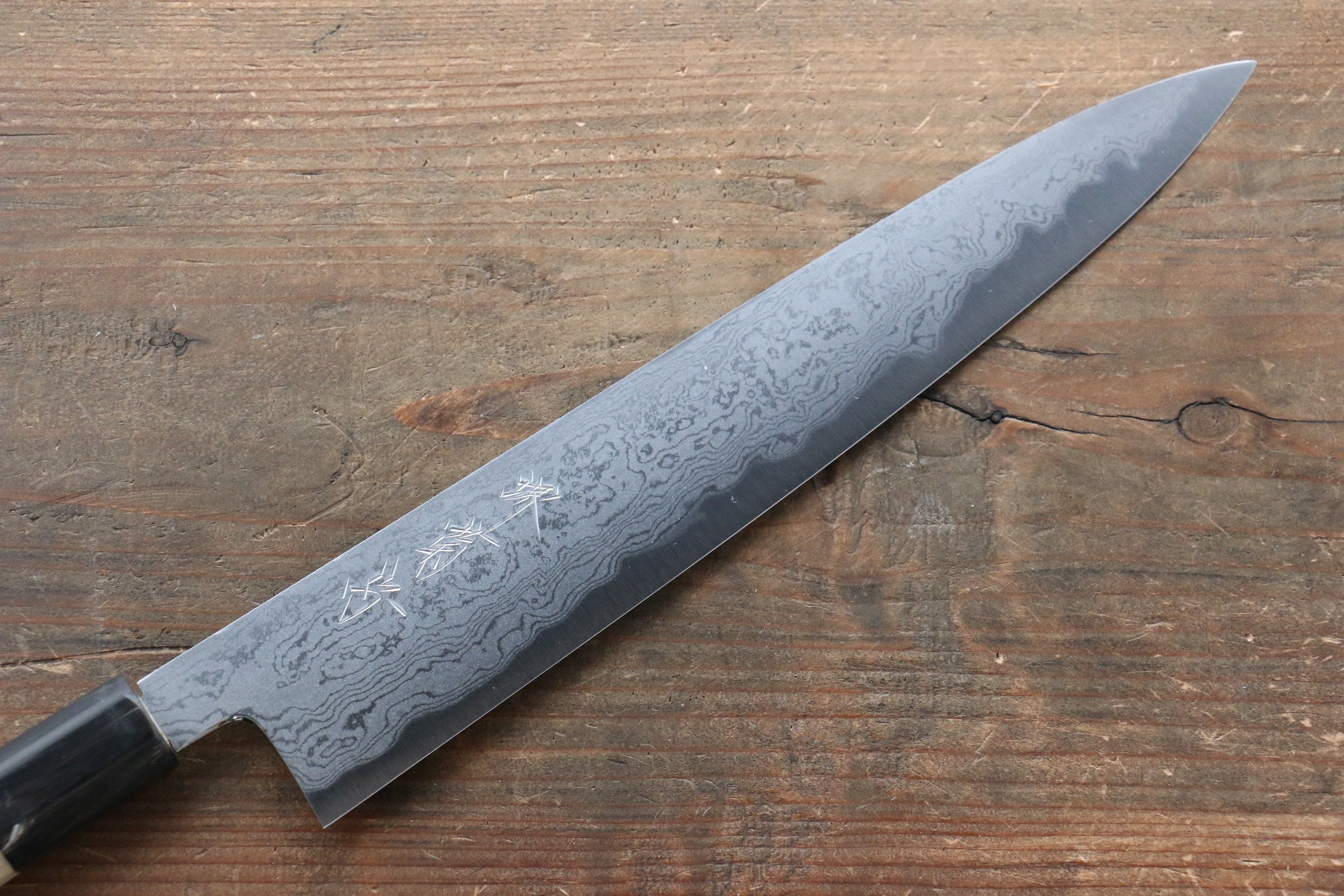 Kikumori Blue Steel No.1 Damascus Sujihiki 240mm with Magnolia Handle - Japanny - Best Japanese Knife