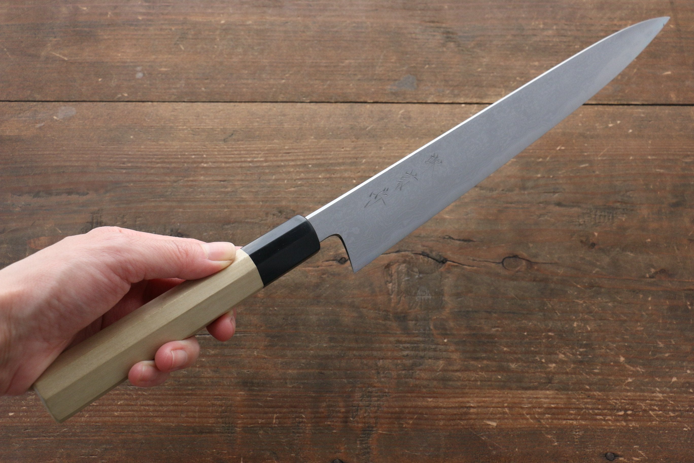 Kikumori Blue Steel No.1 Damascus Sujihiki 270mm with Magnolia Handle - Japanny - Best Japanese Knife