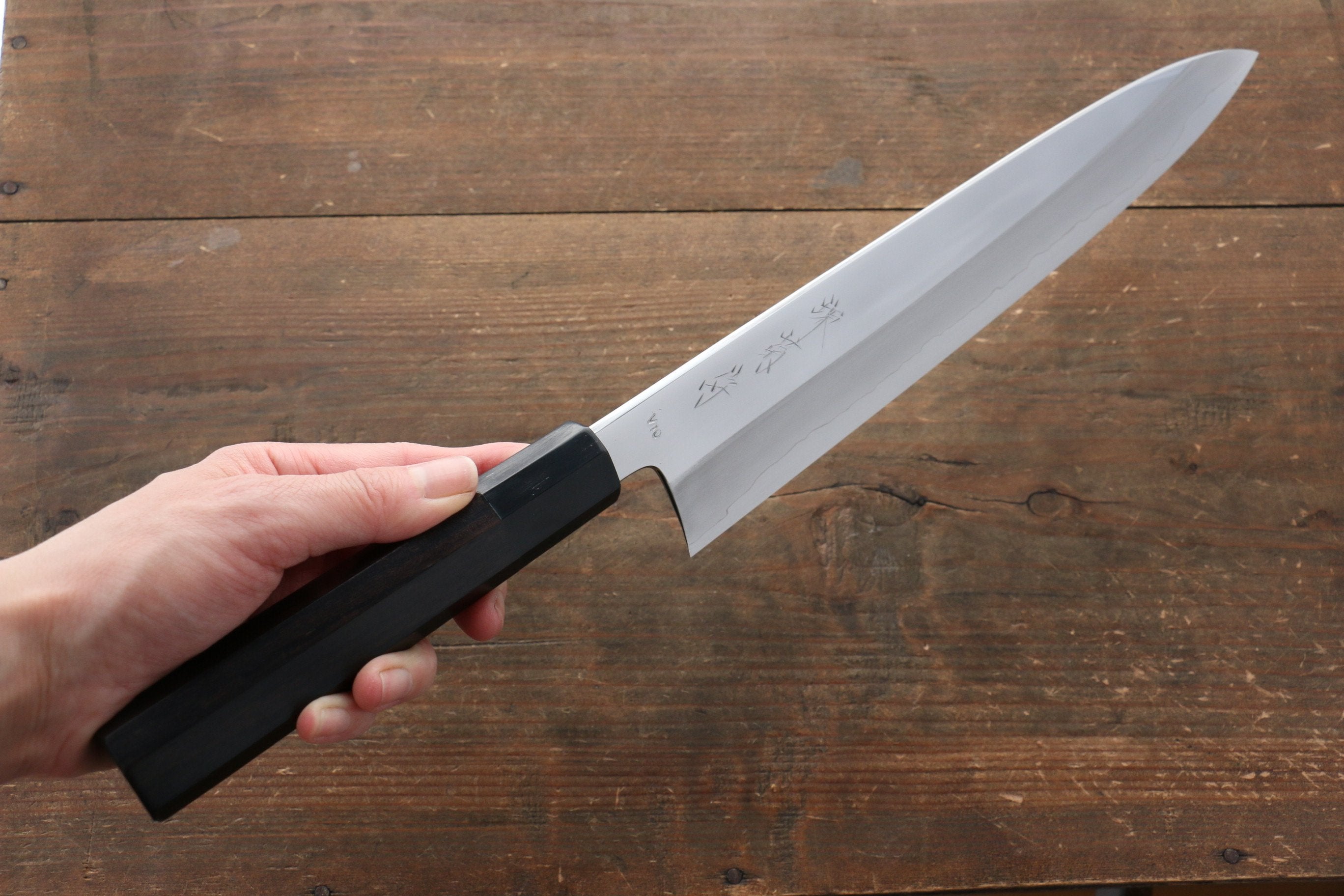 Sakai Kikumori VG10 Mirrored Finish Gyuto 270mm Ebony Wood Handle - Japanny - Best Japanese Knife