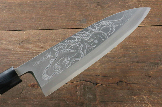 Sakai Takayuki Kasumitogi White Steel Octopus engraving Deba Magnolia Handle - Japanny - Best Japanese Knife