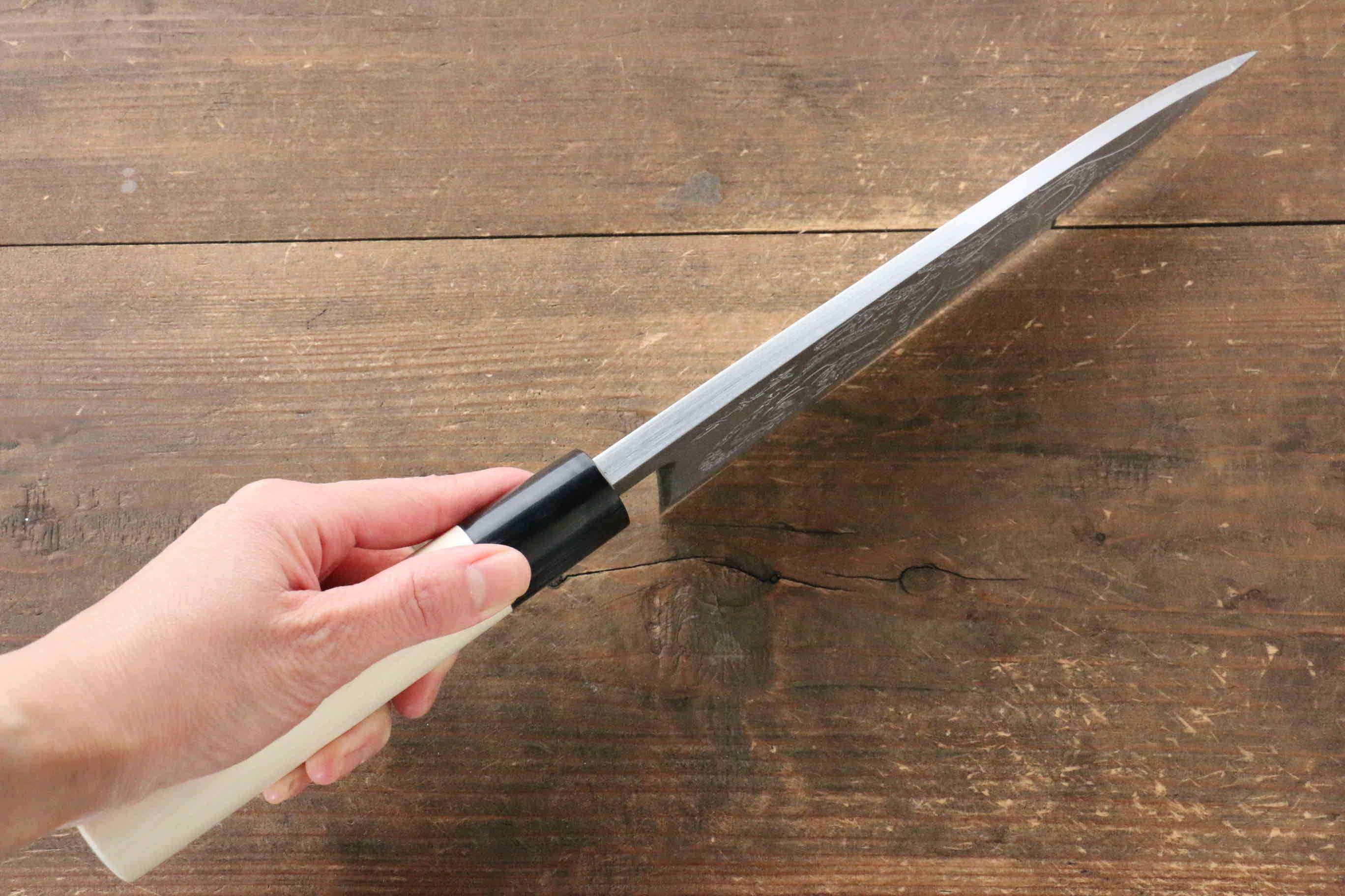 Sakai Takayuki Kasumitogi White Steel Octopus engraving Deba Magnolia Handle - Japanny - Best Japanese Knife