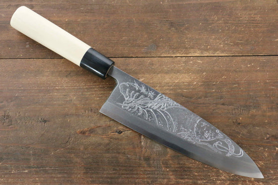 Sakai Takayuki Kasumitogi White Steel Lobster engraving Deba Magnolia Handle - Japanny - Best Japanese Knife