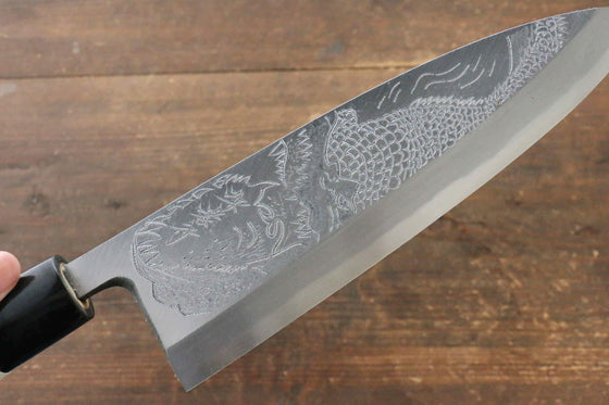 Sakai Takayuki Kasumitogi White Steel Crocodile engraving Deba Magnolia Handle - Japanny - Best Japanese Knife