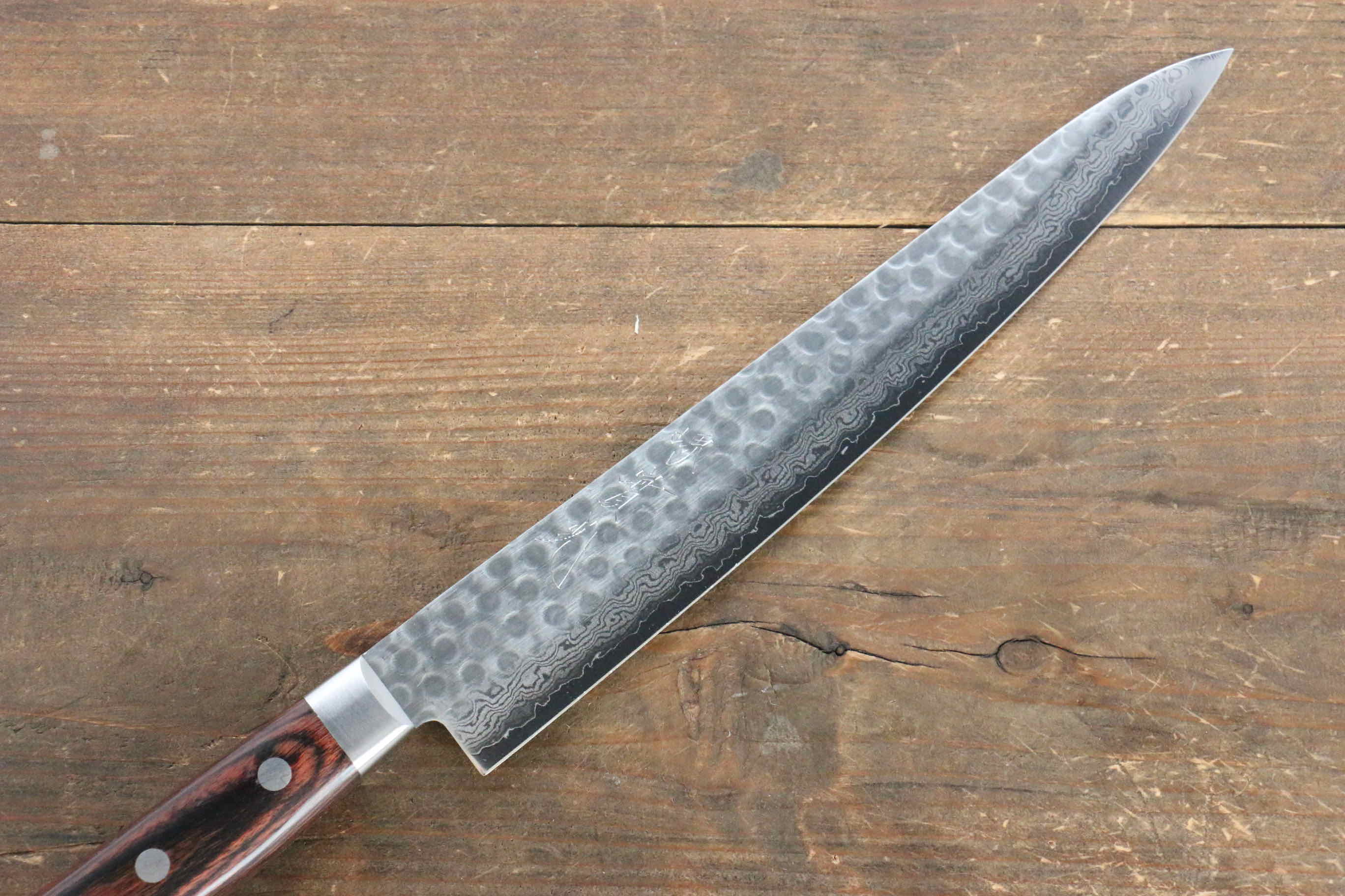 Jikko VG10 17 Layer Sujihiki  240mm Mahogany Handle - Japanny - Best Japanese Knife