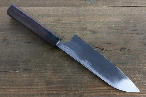 Seisuke Blue Steel No.2 Hammered Damascus Santoku 180mm Shitan Handle - Japanny - Best Japanese Knife