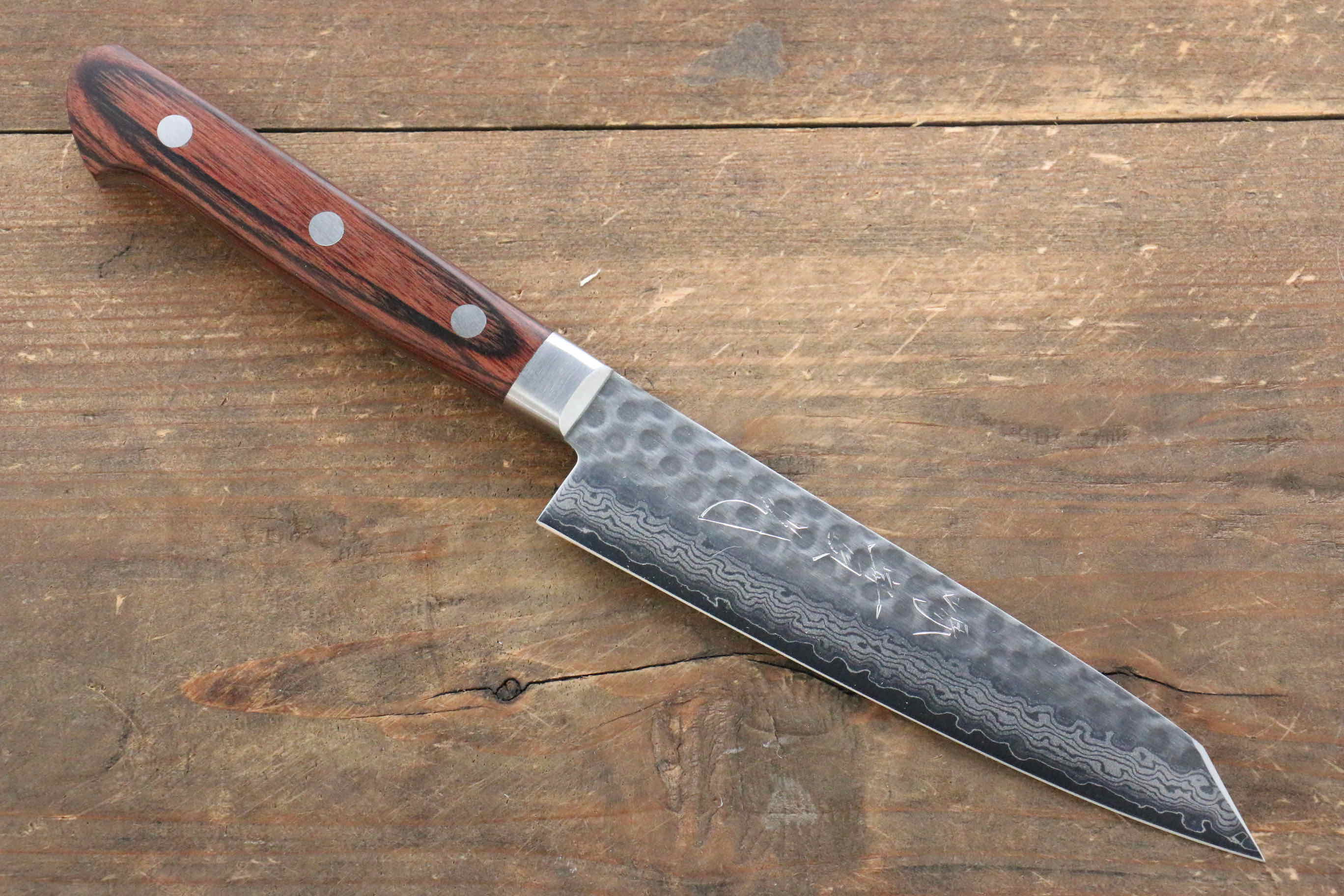 Jikko VG10 17 Layer Kiritsuke Petty-Utility  125mm Mahogany Handle - Japanny - Best Japanese Knife