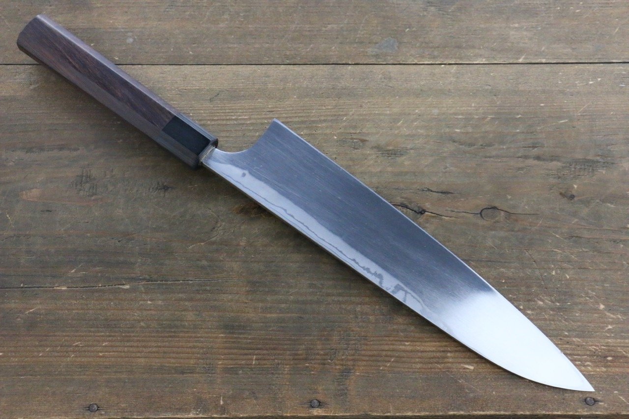 Seisuke Blue Steel No.2 Hammered Damascus Gyuto 240mm Shitan Handle - Japanny - Best Japanese Knife