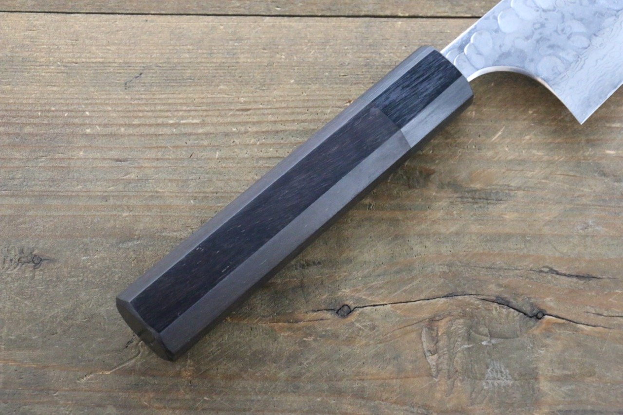 Seisuke Blue Steel No.2 Hammered Damascus Gyuto 210mm Shitan Handle - Japanny - Best Japanese Knife
