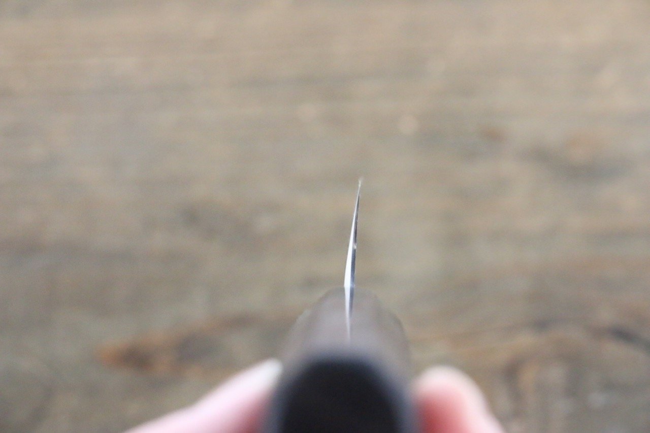 Seisuke Blue Steel No.2 Hammered Damascus Petty-Utility 150mm Shitan Handle - Japanny - Best Japanese Knife