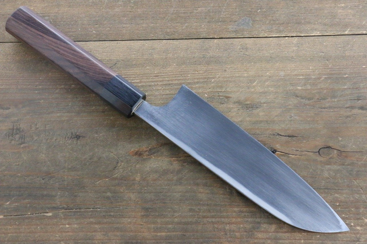 Seisuke Blue Steel No.2 Hammered Kurouchi Santoku 165mm Shitan Handle - Japanny - Best Japanese Knife