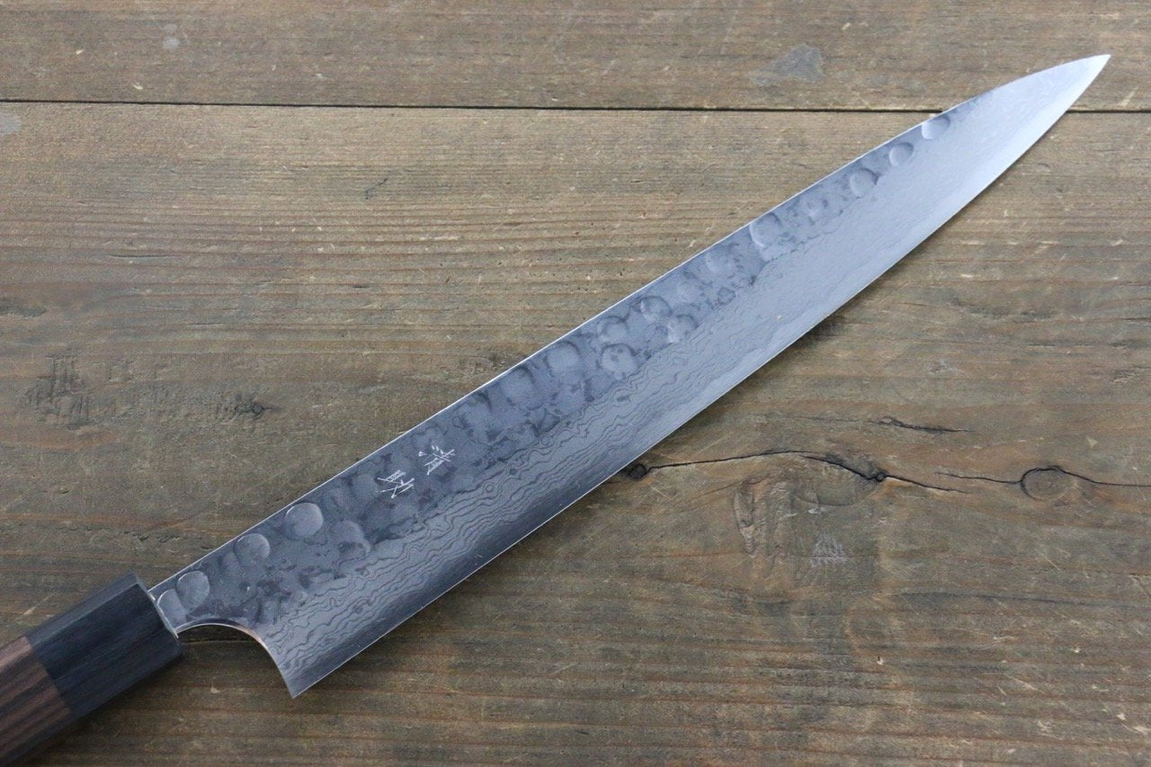 Seisuke Blue Steel No.2 Hammered Damascus Yanagiba 270mm Shitan Handle - Japanny - Best Japanese Knife