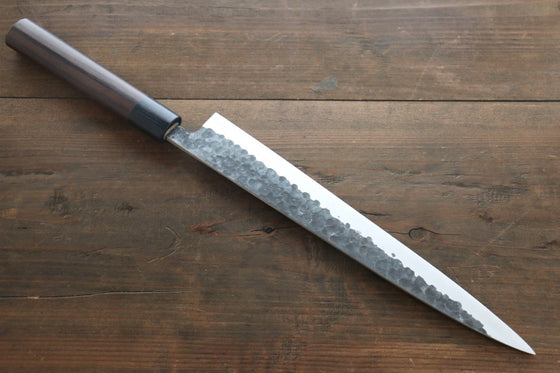 Yoshimi Kato Blue Super Clad Hammered Kurouchi Sujihiki Japanese Chef Knife 270mm - Japanny - Best Japanese Knife