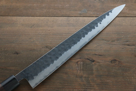 Yoshimi Kato Blue Super Clad Hammered Kurouchi Sujihiki Japanese Chef Knife 270mm - Japanny - Best Japanese Knife