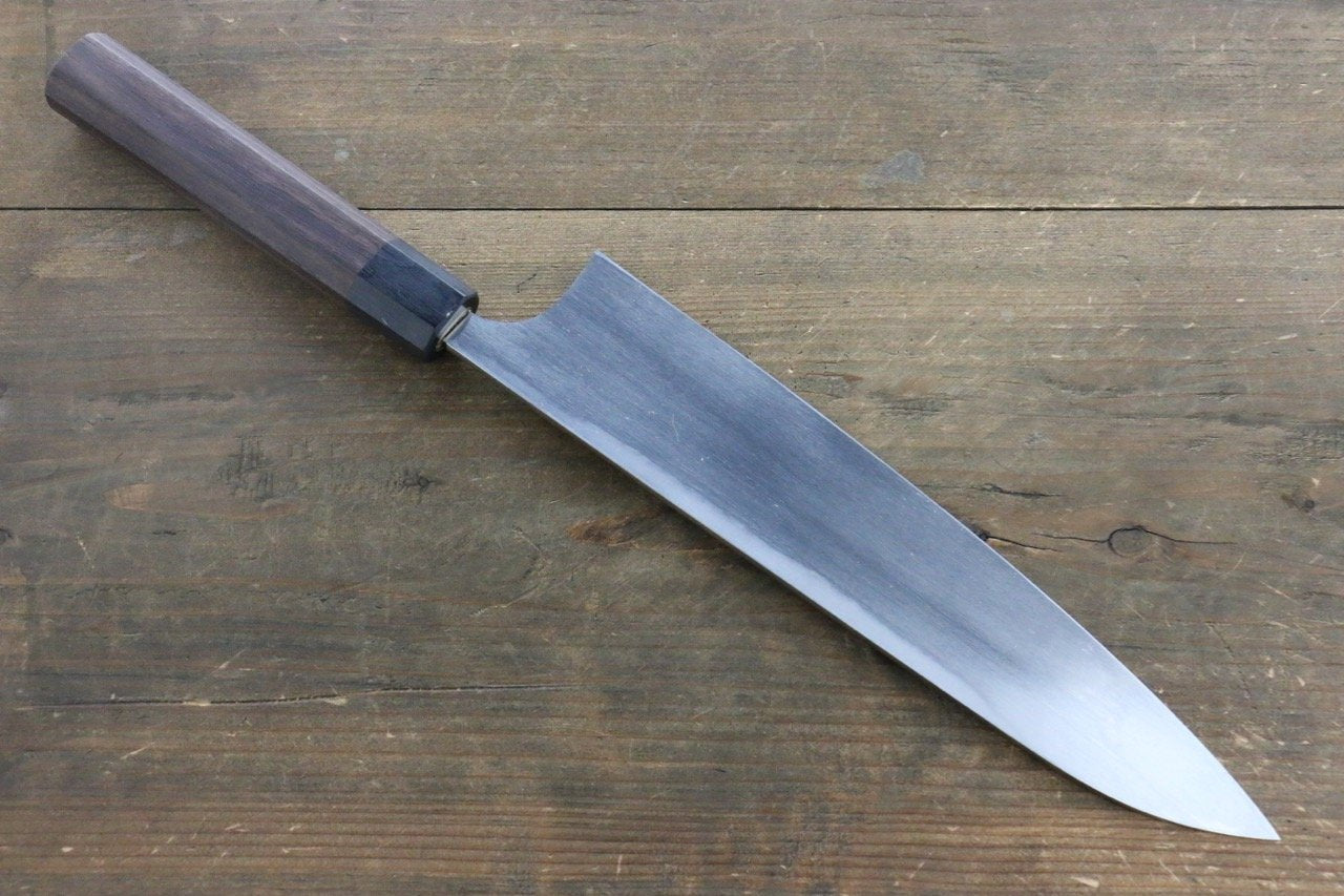 Seisuke Blue Steel No.2 Hammered Kurouchi Gyuto 240mm Shitan Handle - Japanny - Best Japanese Knife