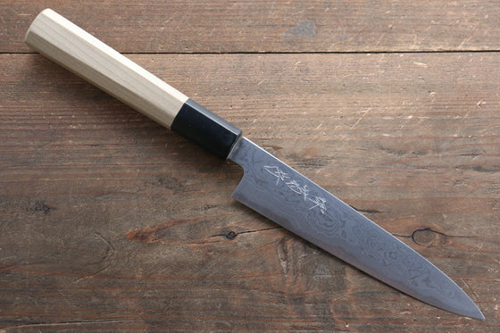 Kikumori Blue Steel No.1 Damascus Petty-Utility 150mm with Magnolia Handle - Japanny - Best Japanese Knife