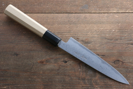 Kikumori Blue Steel No.1 Damascus Petty-Utility 150mm with Magnolia Handle - Japanny - Best Japanese Knife