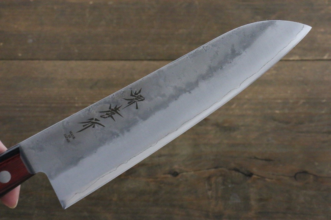 Sakai Takayuki Silver Steel No.3 Santoku 180mm Red Pakka wood Handle - Japanny - Best Japanese Knife