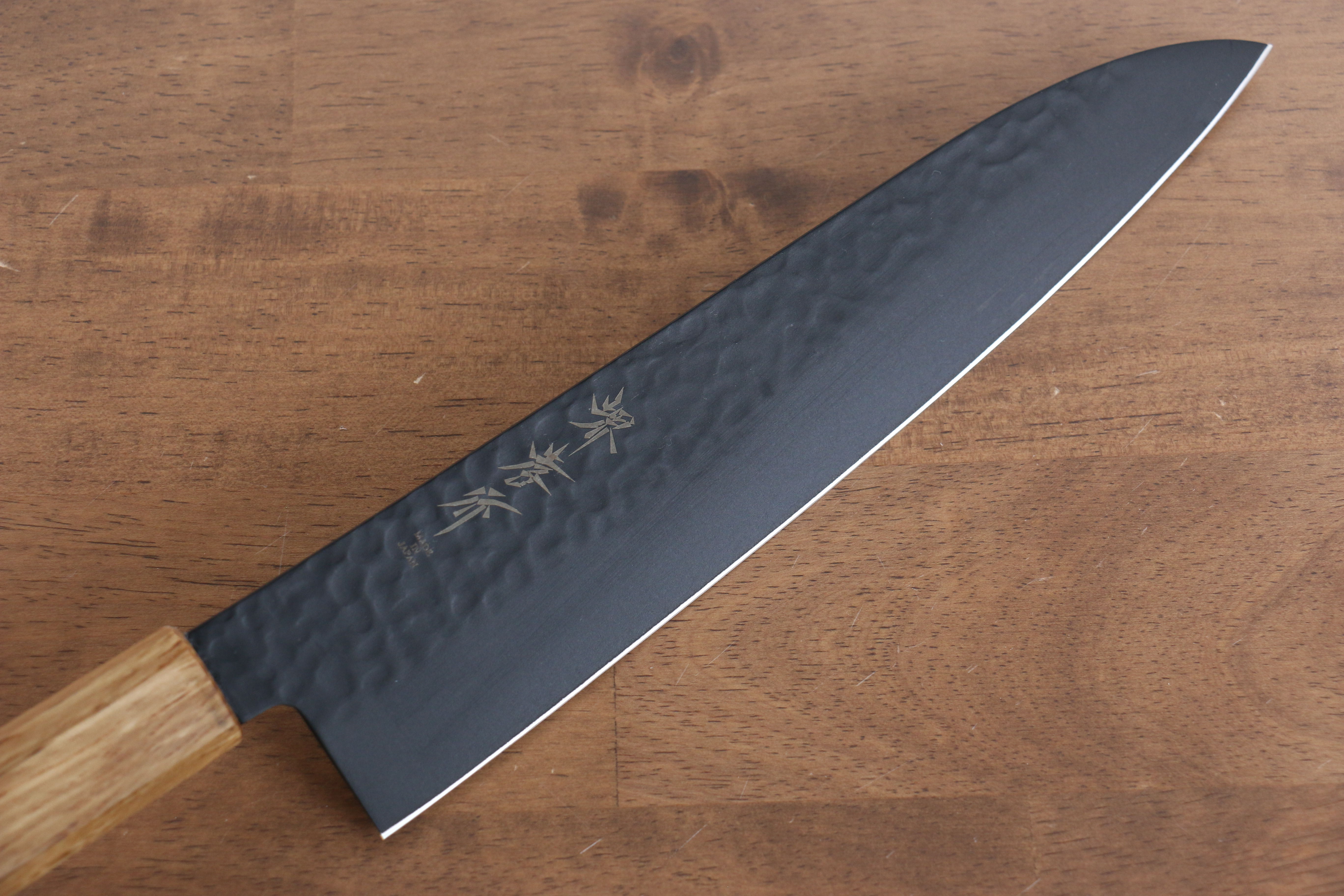 Sakai Takayuki Kurokage VG10 Hammered Teflon Coating Gyuto 240mm Burnt Oak Handle - Japanny - Best Japanese Knife