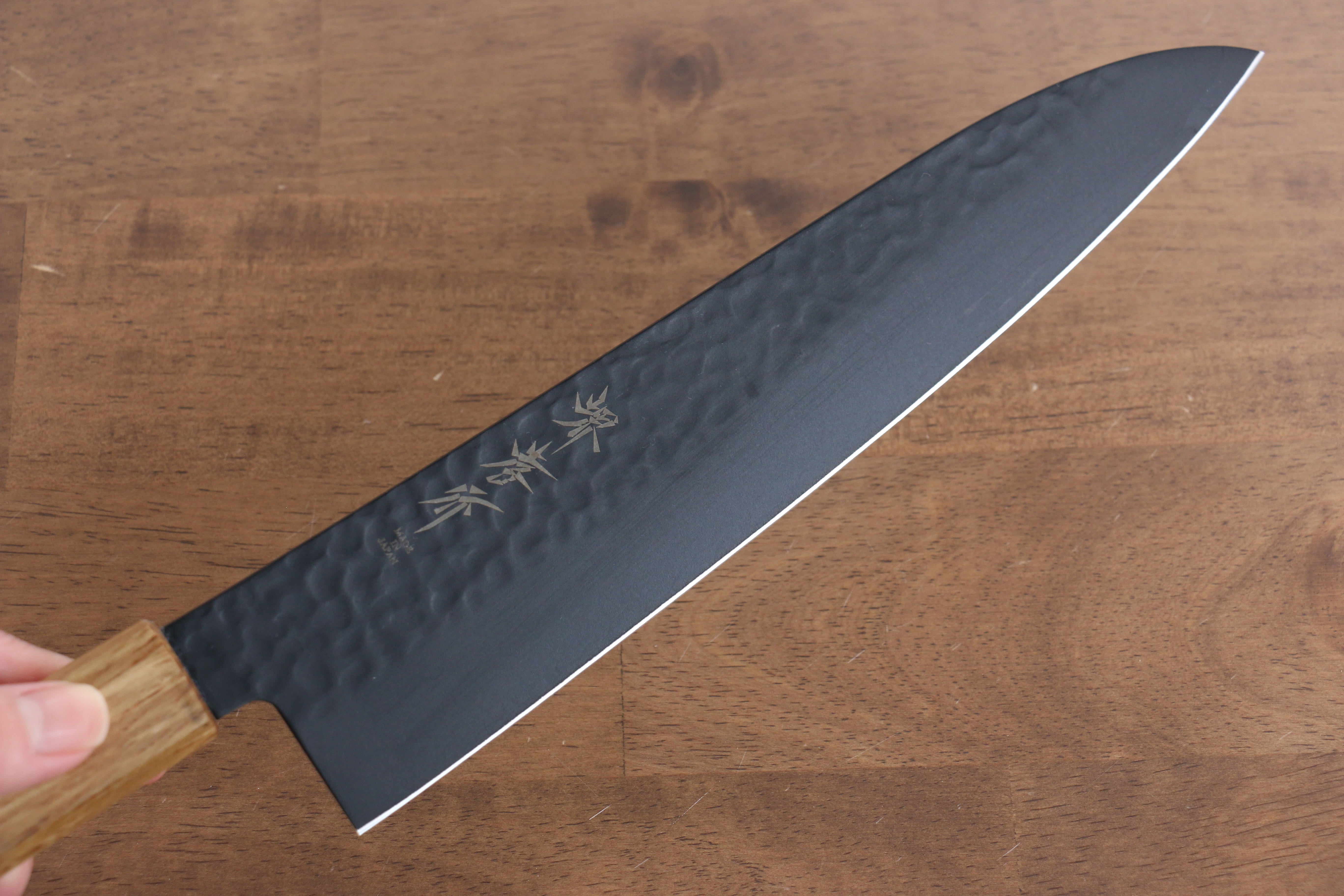 Sakai Takayuki Kurokage VG10 Hammered Teflon Coating Gyuto 240mm Burnt Oak Handle - Japanny - Best Japanese Knife