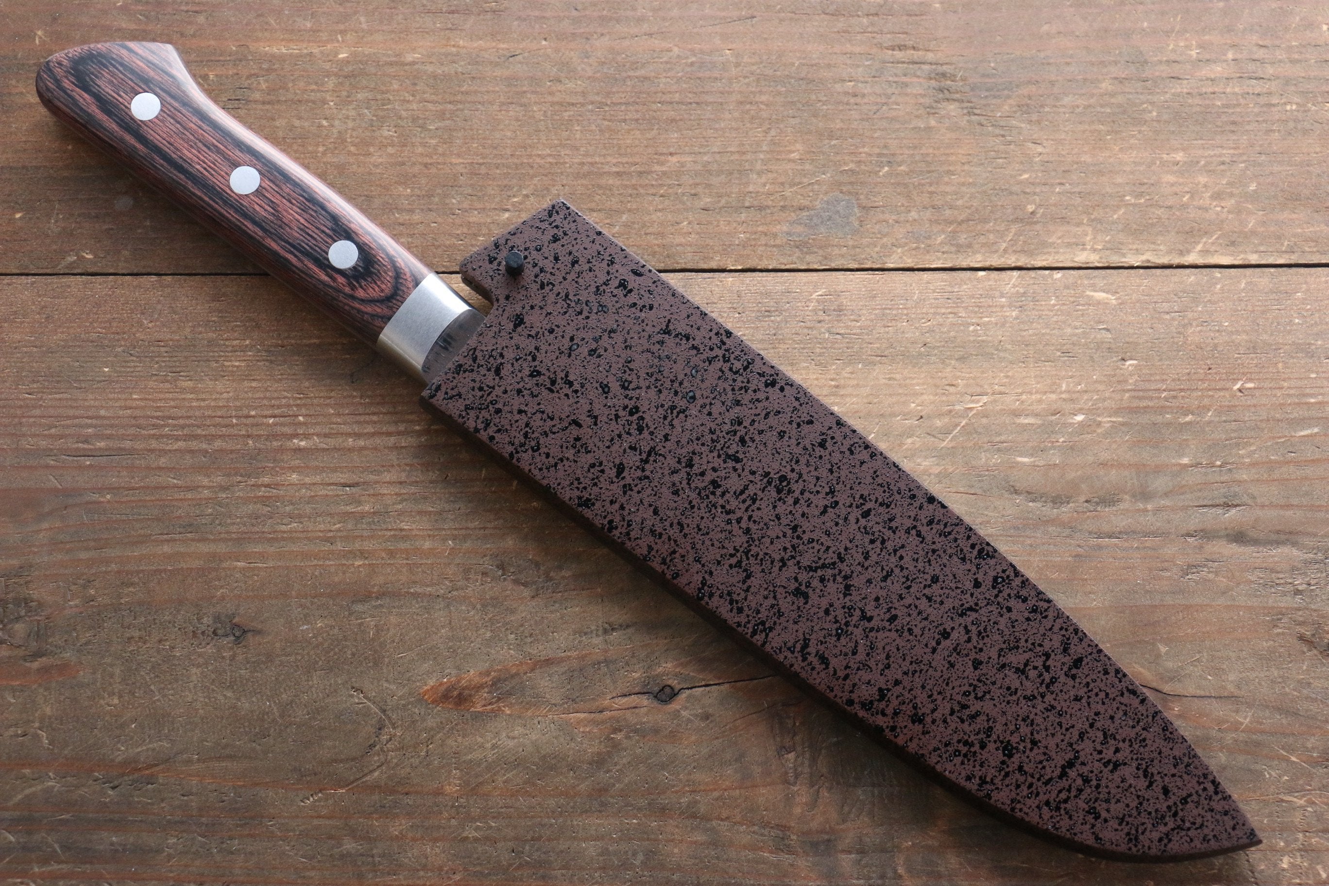 Seisuke VG10 33 Layer Damascus Santoku 180mm Mahogany Handle with Sheath - Japanny - Best Japanese Knife