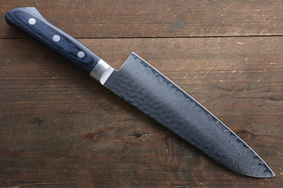 Seisuke Seiun VG10 33 Layer Damascus Santoku 180mm Blue Pakka wood Handle with Sheath - Japanny - Best Japanese Knife