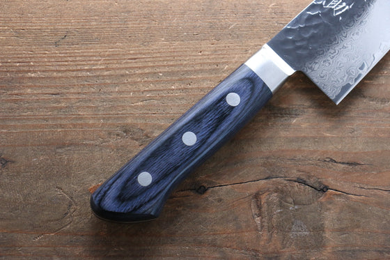 Seisuke Seiun VG10 33 Layer Damascus Santoku 180mm Blue Pakka wood Handle with Sheath - Japanny - Best Japanese Knife