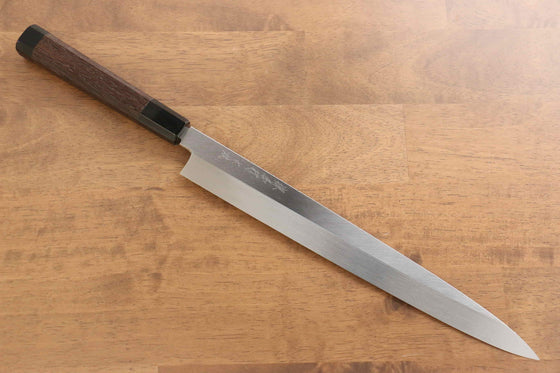 Sakai Takayuki Honyaki White Steel No.2 Yanagiba Wenge with Double Water Buffalo Ring Handle - Japanny - Best Japanese Knife