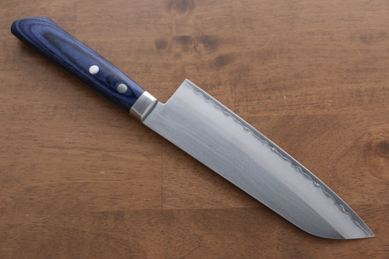 Kunihira VG1 Migaki Finished Santoku 170mm Blue Pakka wood Handle - Japanny - Best Japanese Knife