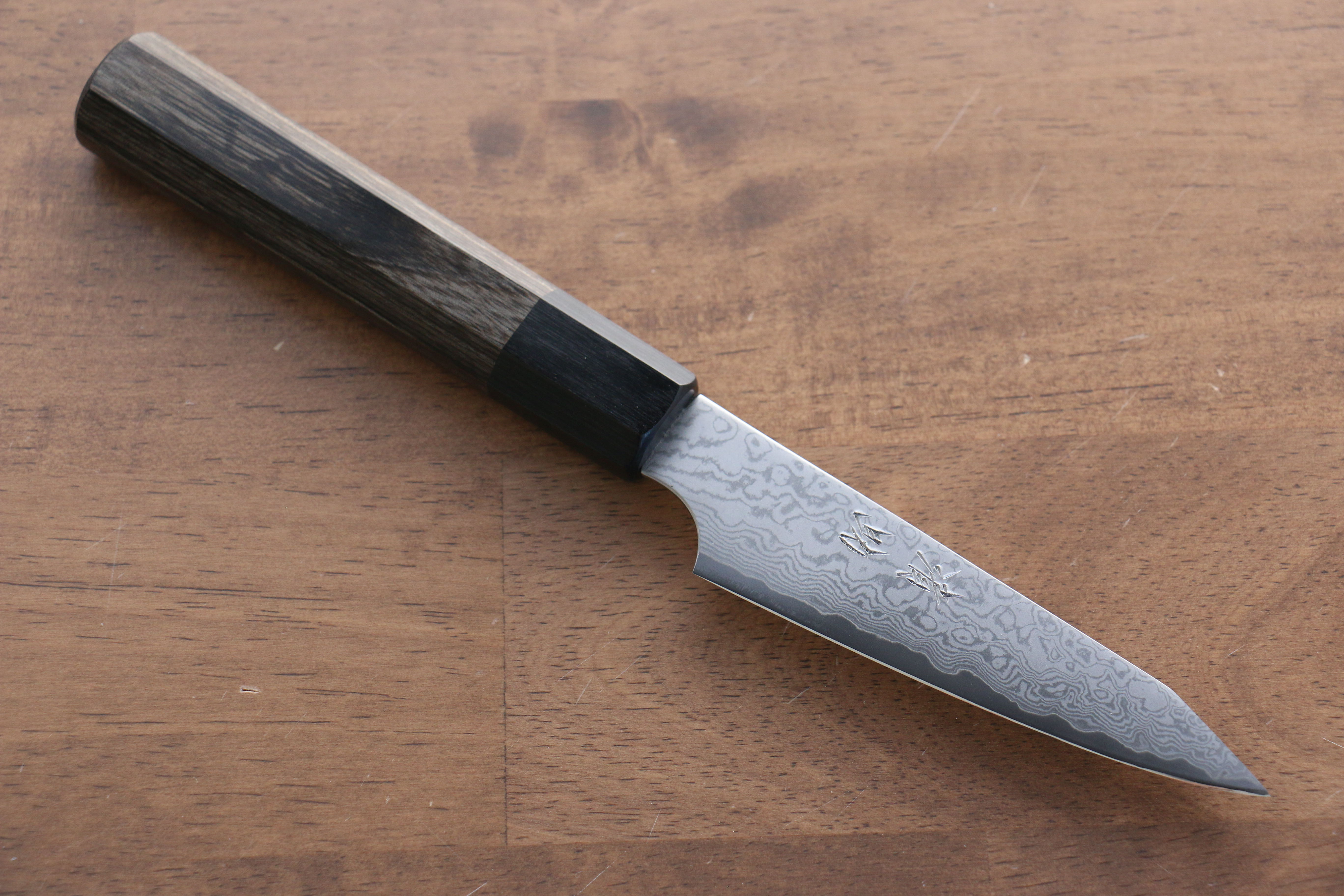 Seisuke VG10 33 Layer Damascus Kiritsuke Petty-Utility 105mm Gray Pakka wood Handle - Japanny - Best Japanese Knife