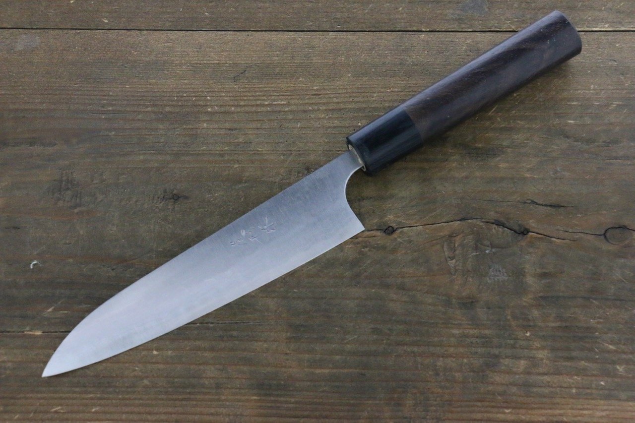 Shungo Ogata White Steel No.2 Damascus Petty-Utility 150mm Shitan Handle - Japanny - Best Japanese Knife